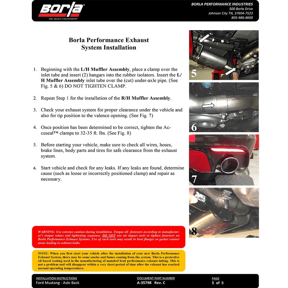 Borla ATAK Axle-Back Exhaust | 2015-2019 Ford Mustang Ecoboost / V6 Coupe (11890)
