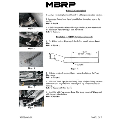 MBRP 3-Inch Armor Lite Street D&S Cat-Back Exhaust | Ford Bronco (21-24) (S5235AL)