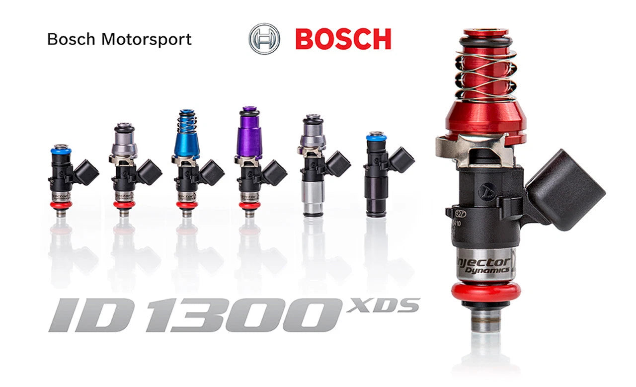 Injector Dynamics 1300cc High Impedance Injector - 60mm Length - 14mm Blue Bottom - Set of 8