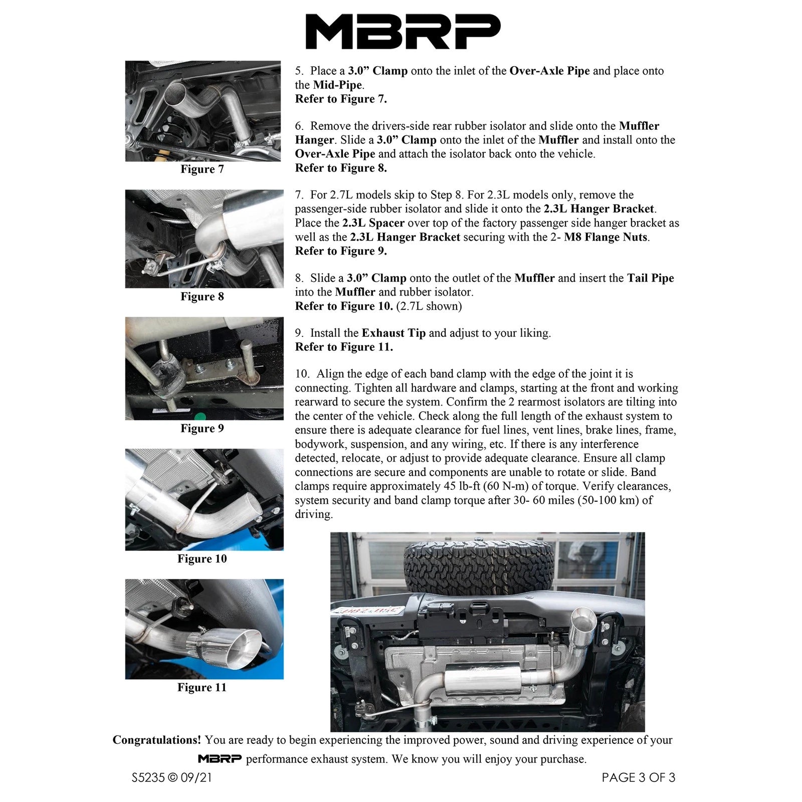 MBRP 3" Armor Pro Street D&S Single Rear Exit Catback | Ford Bronco (21-22) (S5235304)