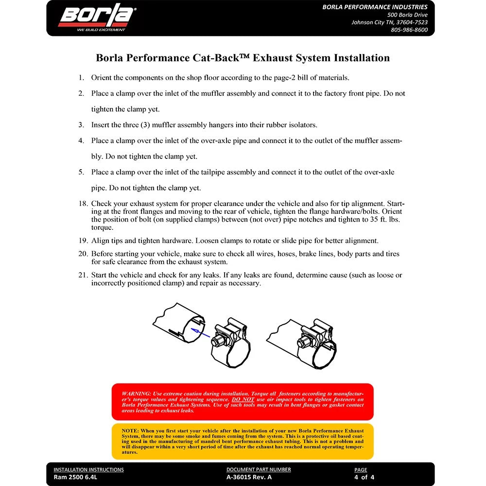 Borla Cat-Back Exhaust System - S-Type | 2014-2018 Ram 2500 Automatic 6.4L (140801)
