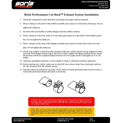 Borla Cat-Back Exhaust System - S-Type | 2014-2018 Ram 2500 Automatic 6.4L (140801)