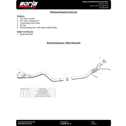 Borla 4" S-Type Exhaust | Ford Maverick (22-23) Black Chrome (140937BC)