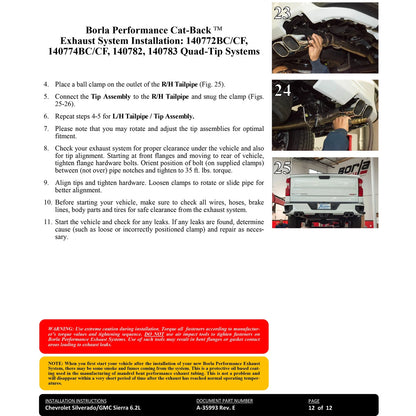 Borla 6.2L Touring Cat-Back Exhaust | Chevrolet Silverado 1500 ZR2 / AT4X (22-23) (140913)