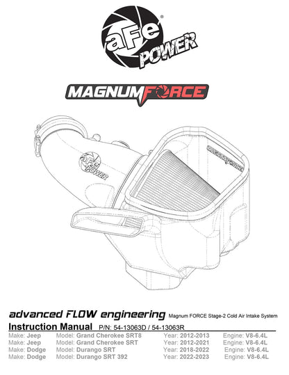 aFe MagnumFORCE Stage-2 Pro 5R Intake | Jeep Grand Cherokee (WK2) V8-6.4L (12-21) (54-13063R)