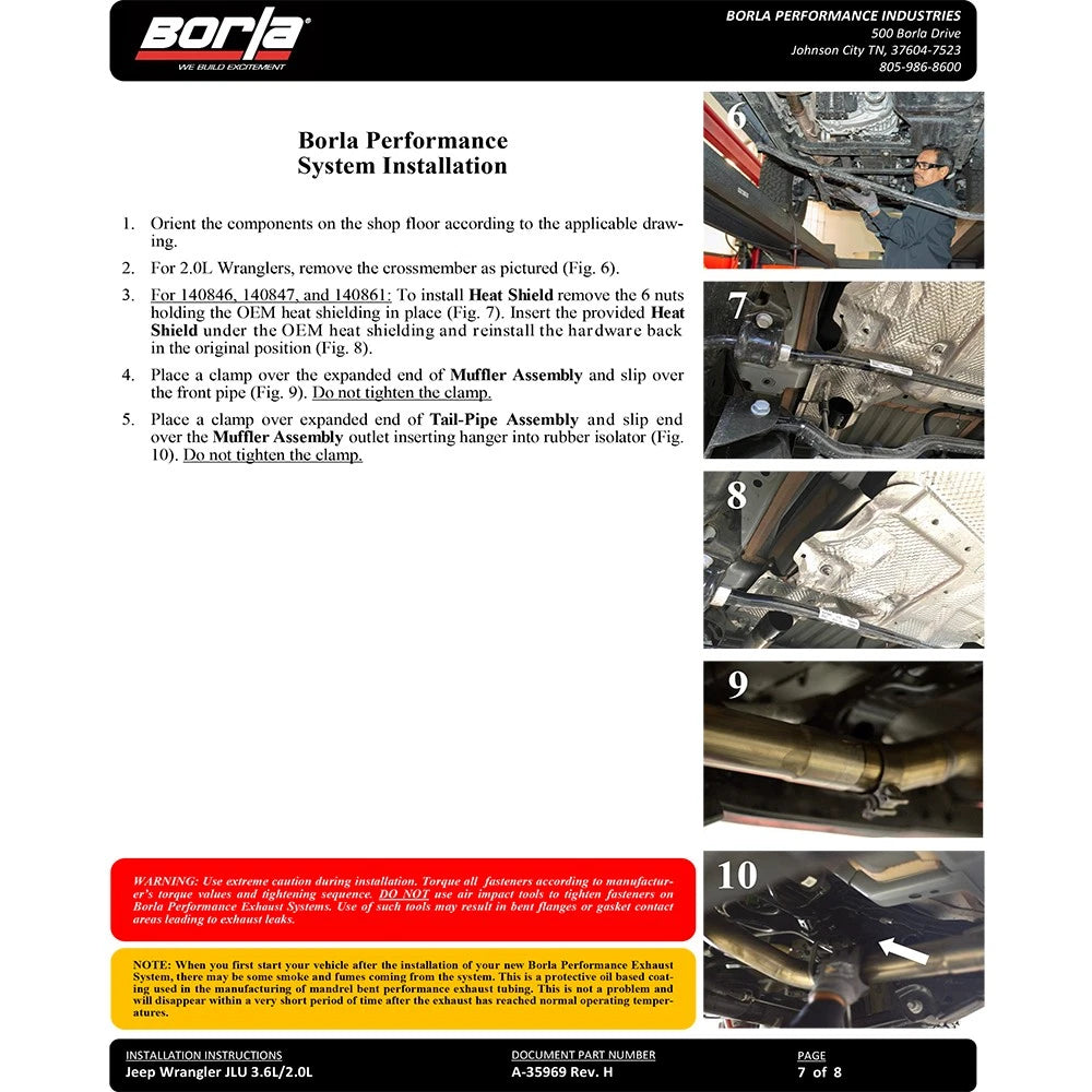 Borla Cat-Back Exhaust System - Touring | 2018-2020 Jeep Wrangler 4 Door 3.6L (140828)
