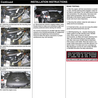K&N High Flow Performance Intake | Toyota Tundra (12) 5.7L (77-9036KP)