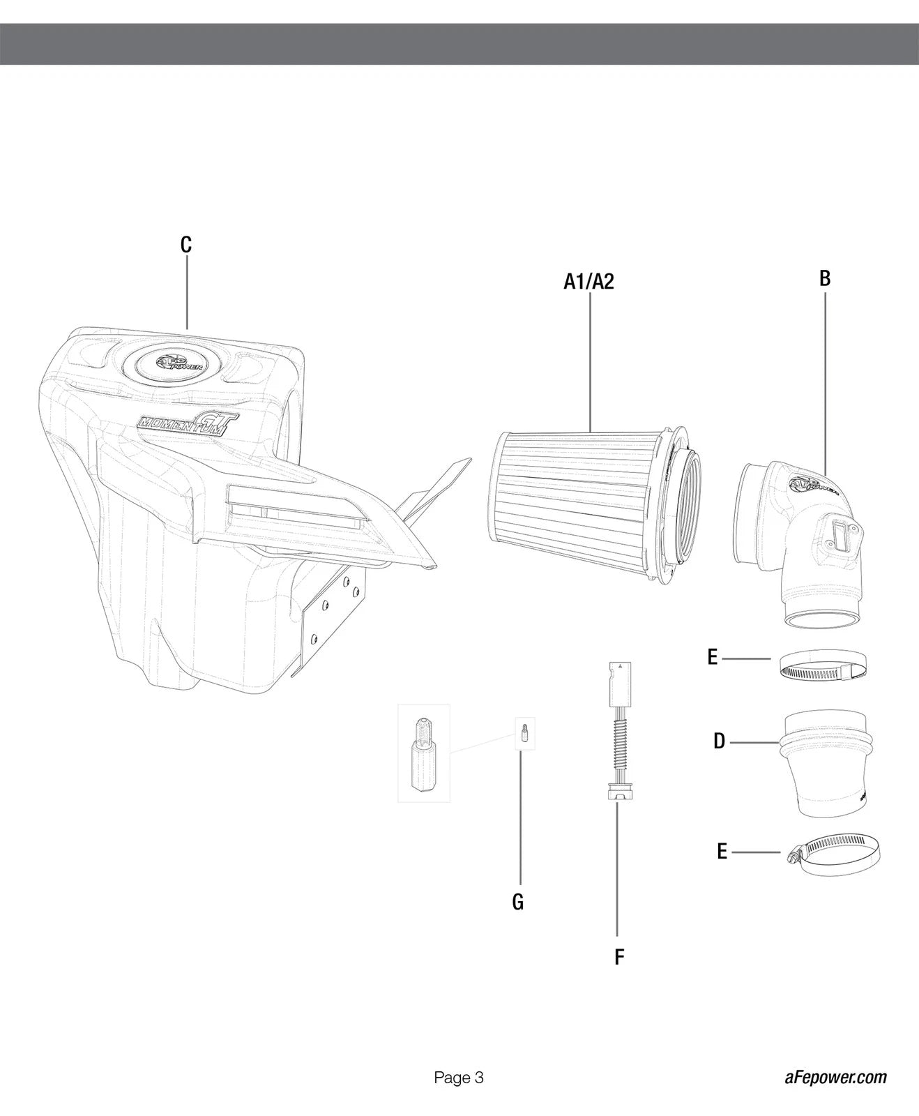 aFe Momentum GT Cold Air Intake System w/ Pro DRY S Filter | Audi A4 (B8) L4-2.0L (09-16) (51-76402)