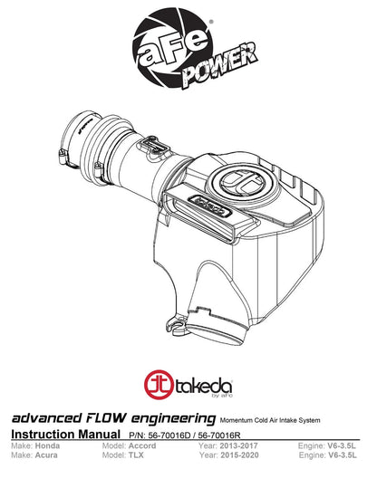 aFe Takeda Momentum CAI Acura TLX 14-20 | Honda Accord (56-70016D)