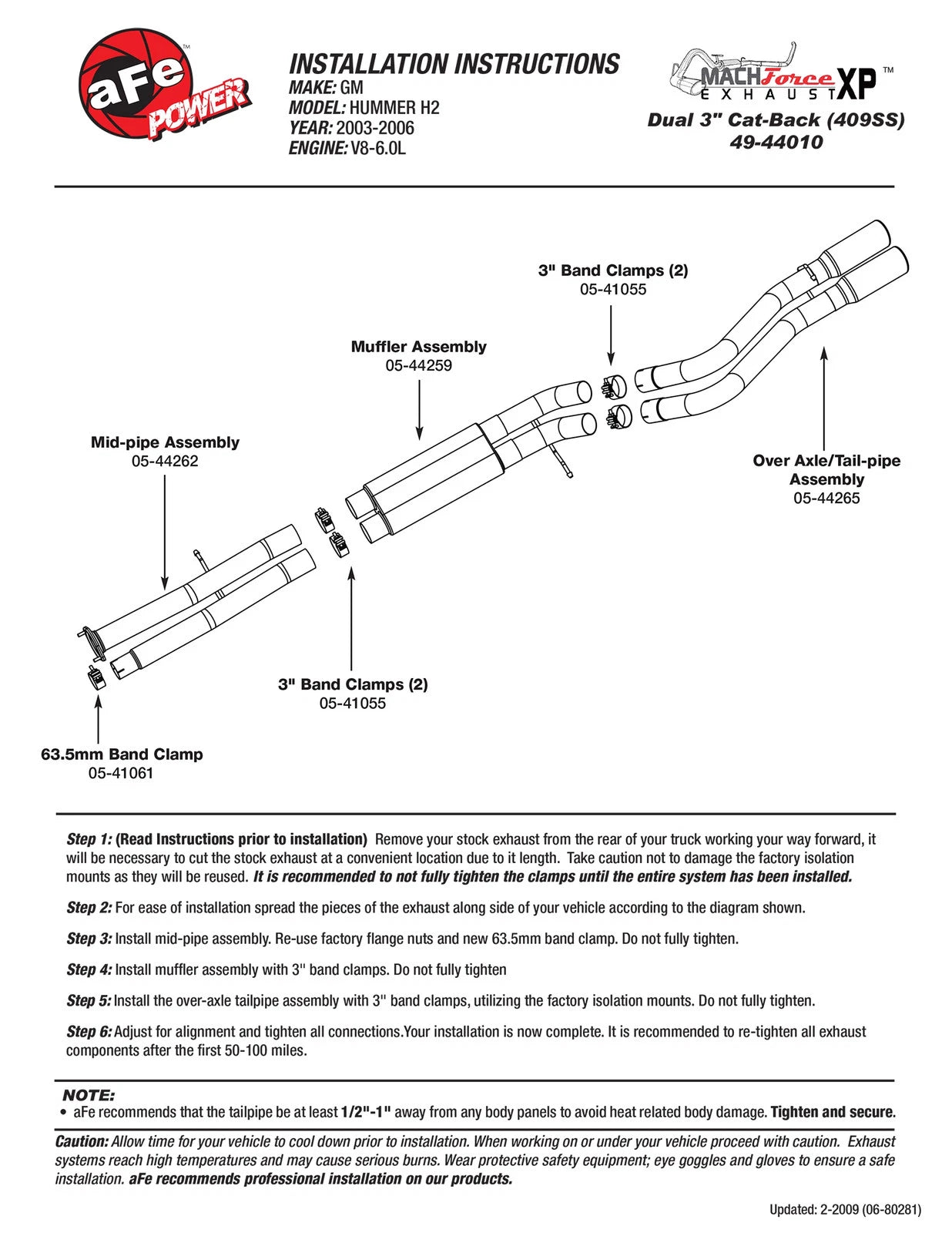 aFe MACHForce XP 3in SS Cat-Back Exhaust | Hummer H2 V8-6.0L (03-06) (49-44010)