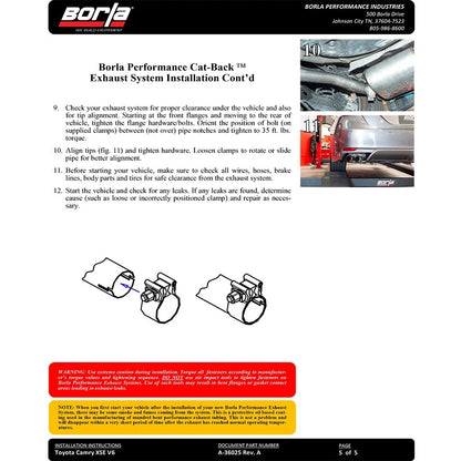 Borla Cat-Back Exaust System - S-Type | 2018-2021 Toyota Camry XSE 3.5L (140823)