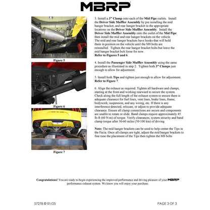 MBRP 3" Cat-Back Dual Split Rear Race Version 4.5" Tips T409 | 2015-2017 Ford Mustang GT (S7278409)