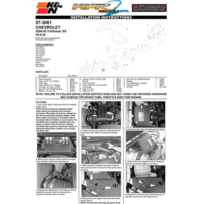 K&N Engineering Performance Intake Kit: Chevy Trailblazer SS V8-6.0L 2006
