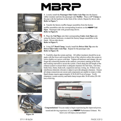 MBRP 2.5in Quad Split Rear Exit Cat-Back | Dodge Challenger 15-23 (S71113CF)