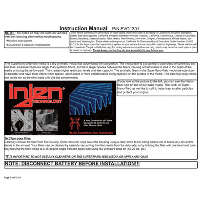 Injen EVO1301 Intake System | Hyundai Veloster N / Veloster / Elantra (16-23 / 18-21 / 22-22) (EVO1301)