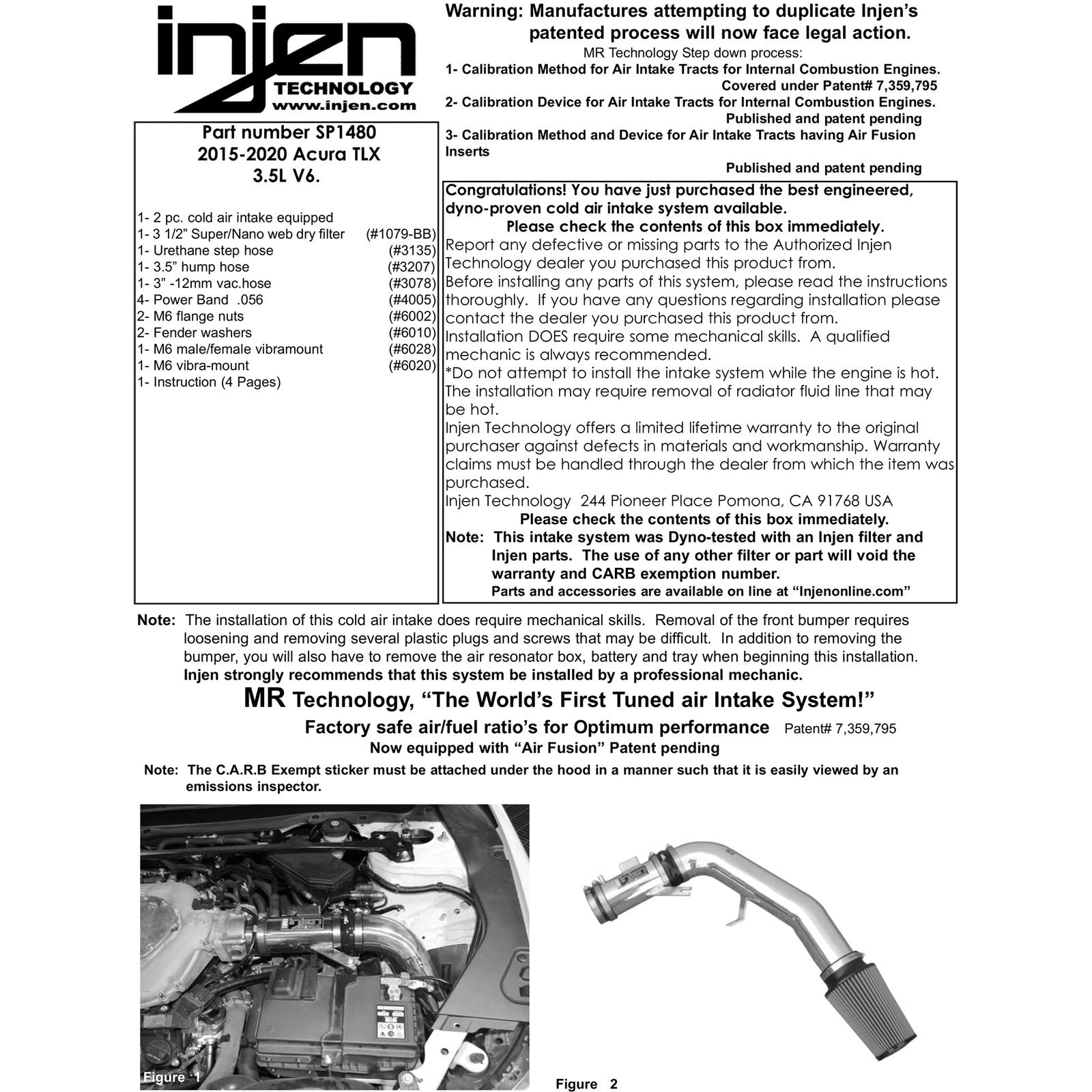 Injen 3.5L V6 Cold Air Intake | Acura TLX (13-20) (SP1480BLK)