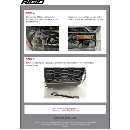 Rigid 37202 SR-Series PRO DOT SAE White Fog LED Lights Pair Kit for 22-24 Tundra
