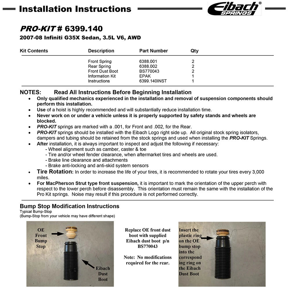 Eibach Pro-Kit | 2007-2008 Infiniti G35 X (6399.140)