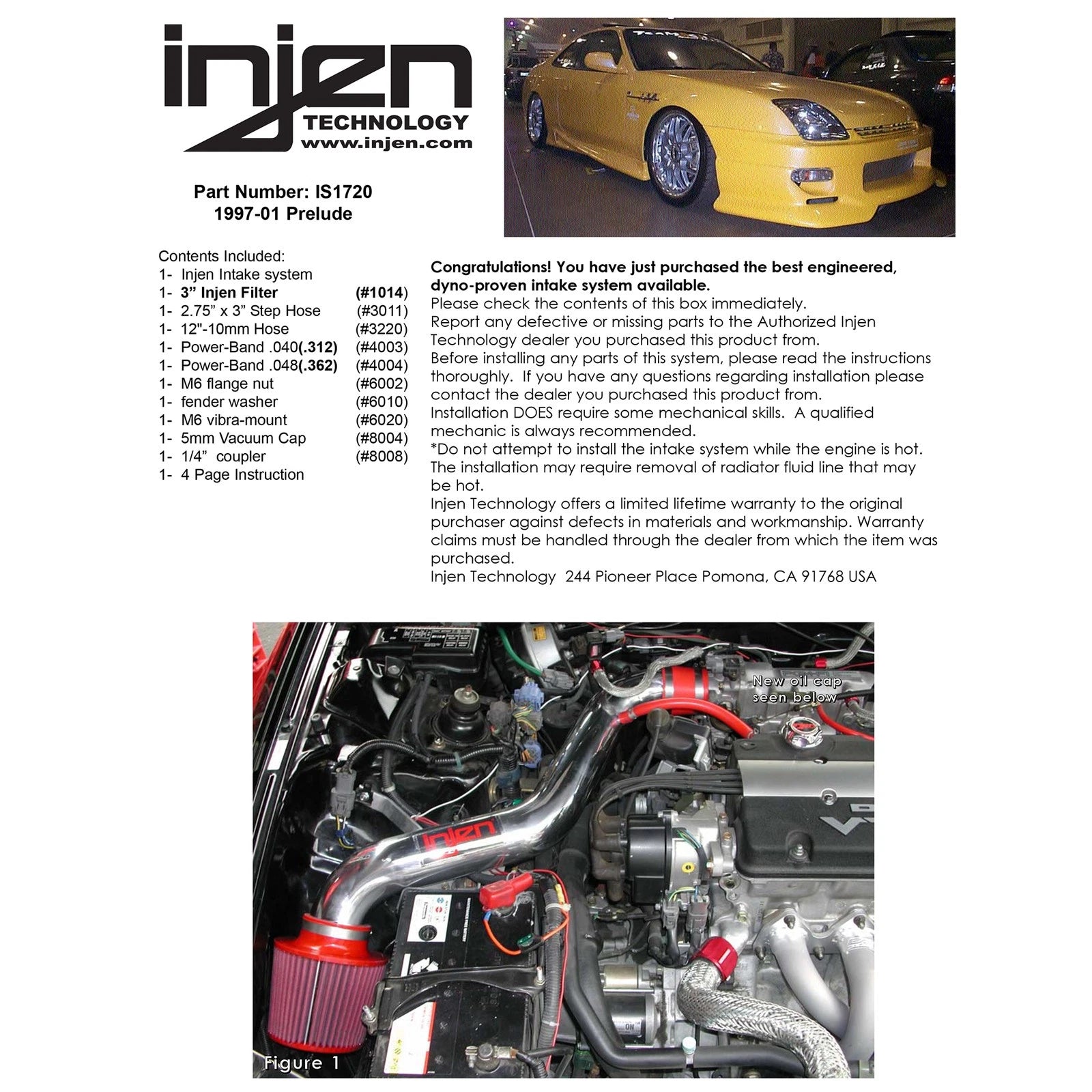 Injen Short Ram Intake | Honda Prelude (96-01) / Legend (91-96) / Odyssey (94-99) / CR-V (95-01) (IS1720BLK)