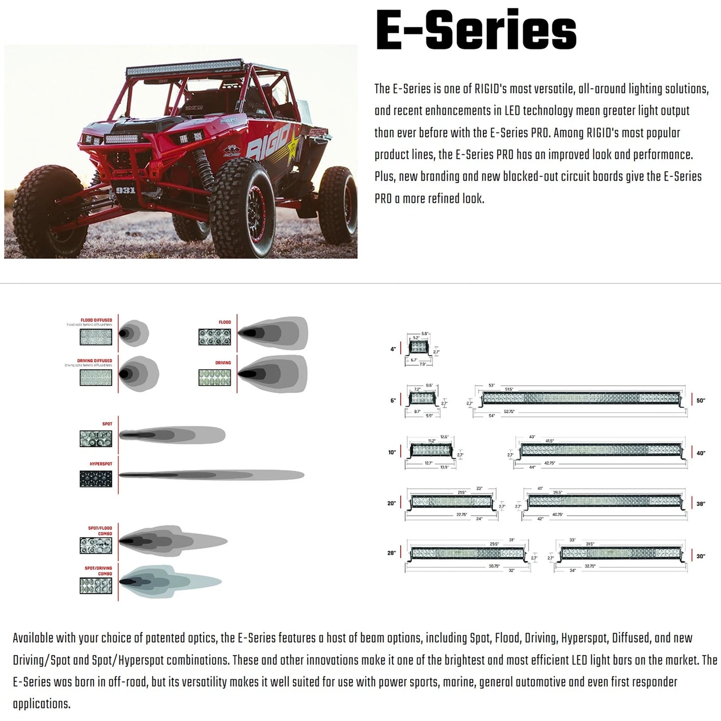 Rigid Industries Rigid E-Series Pro LED Light - Spot/Driving / 10in / Black Housing (RIG178313)
