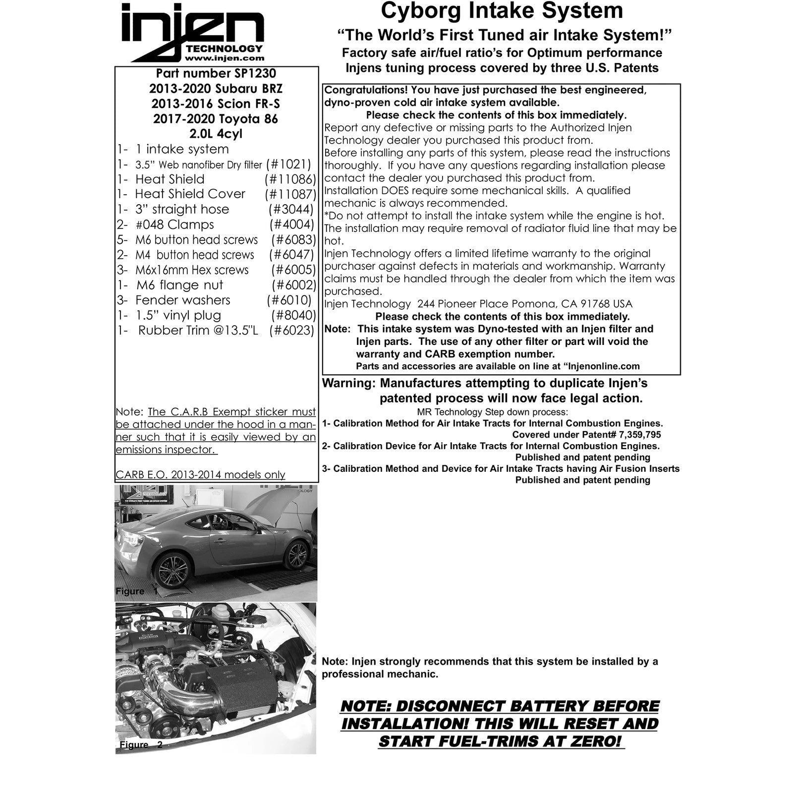 Injen Wrinkle Black Short Ram Intake | Subaru BRZ / Scion FR-S (13+) (SP1230WB)