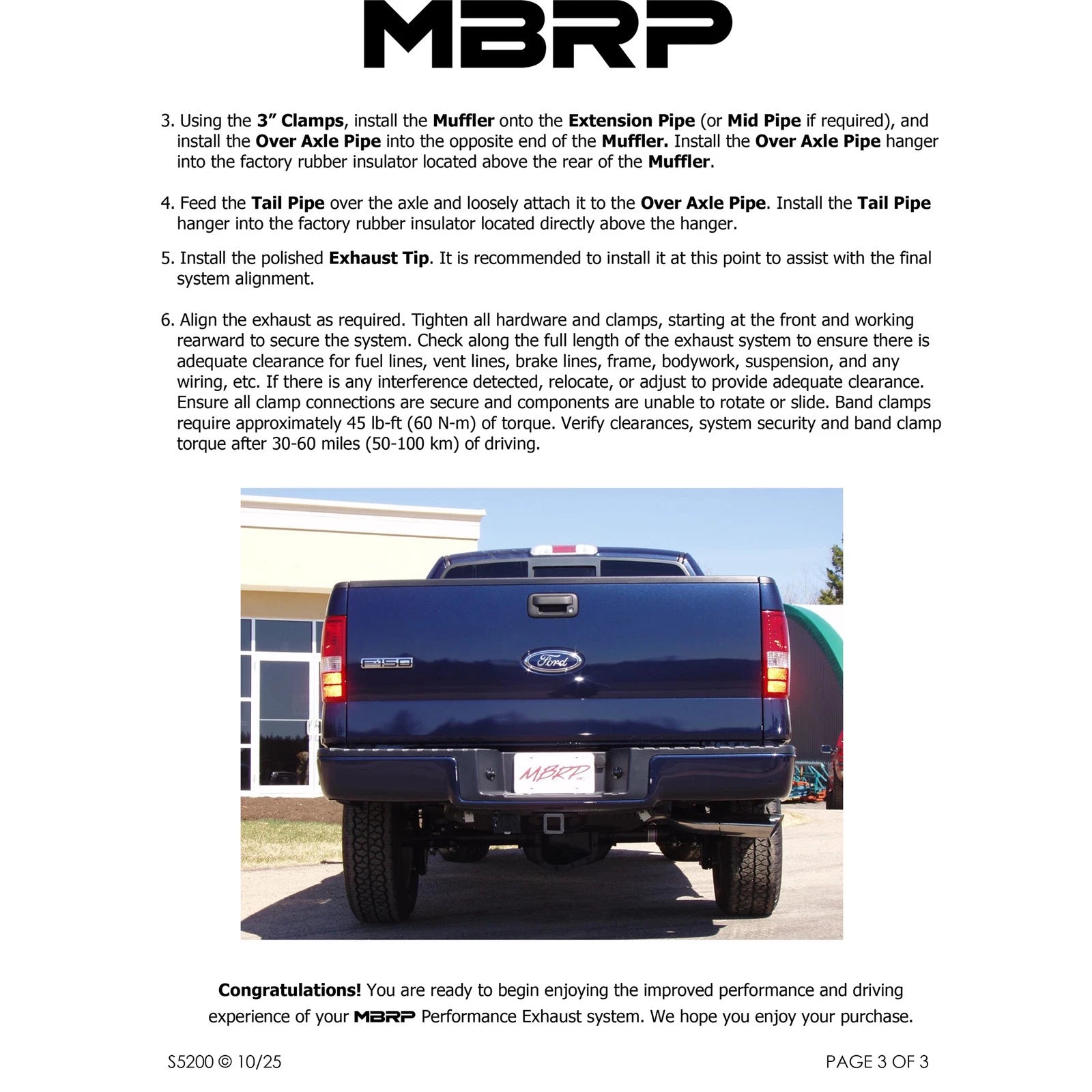 MBRP 3in. Cat-Back Single Side Exit Exhaust | Ford F150 EC/CC-SB (04-08) (S5200409)