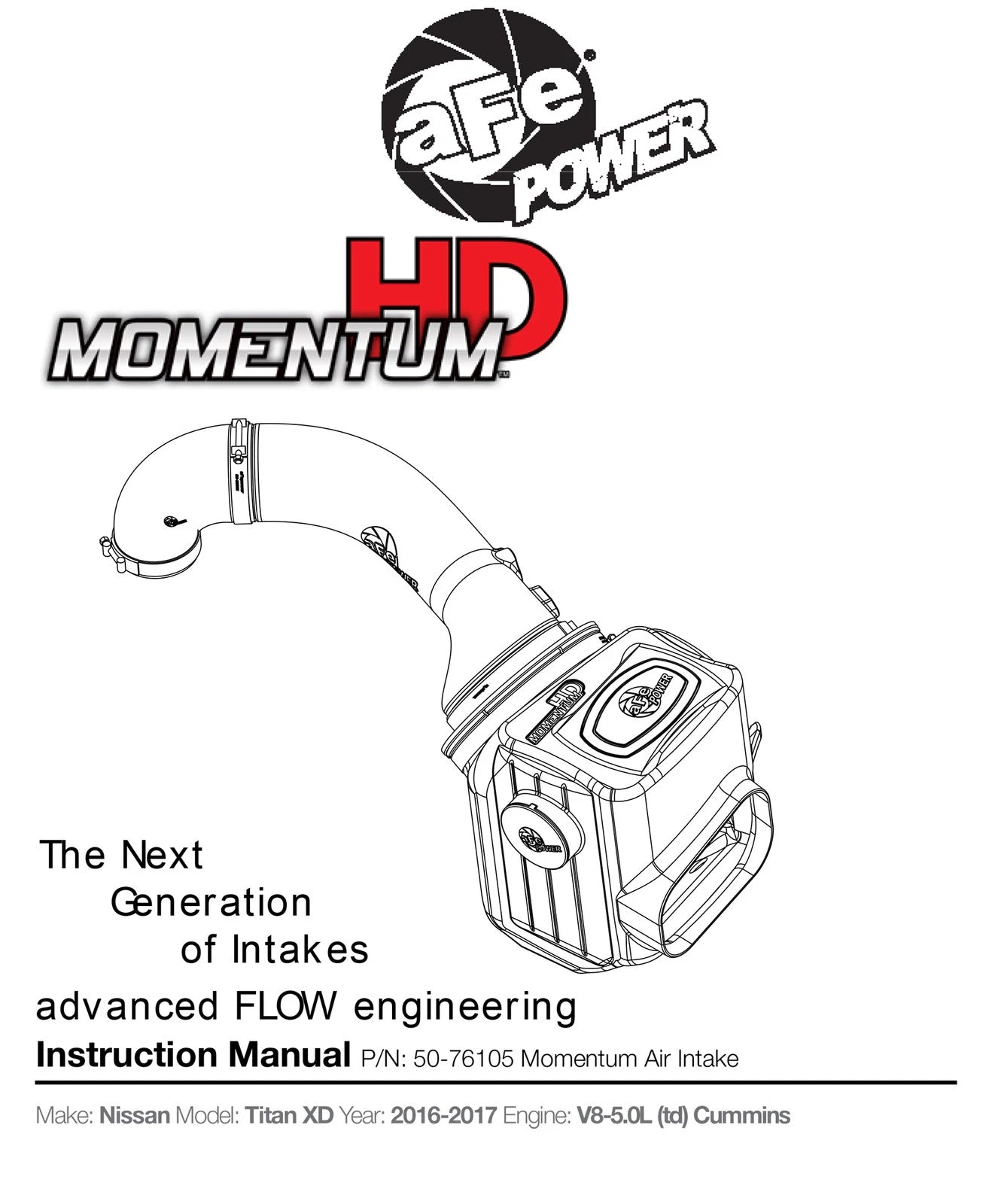 aFe Momentum HD Pro 10R Intake System | Nissan Titan XD V8-5.0L (16) (50-76105)
