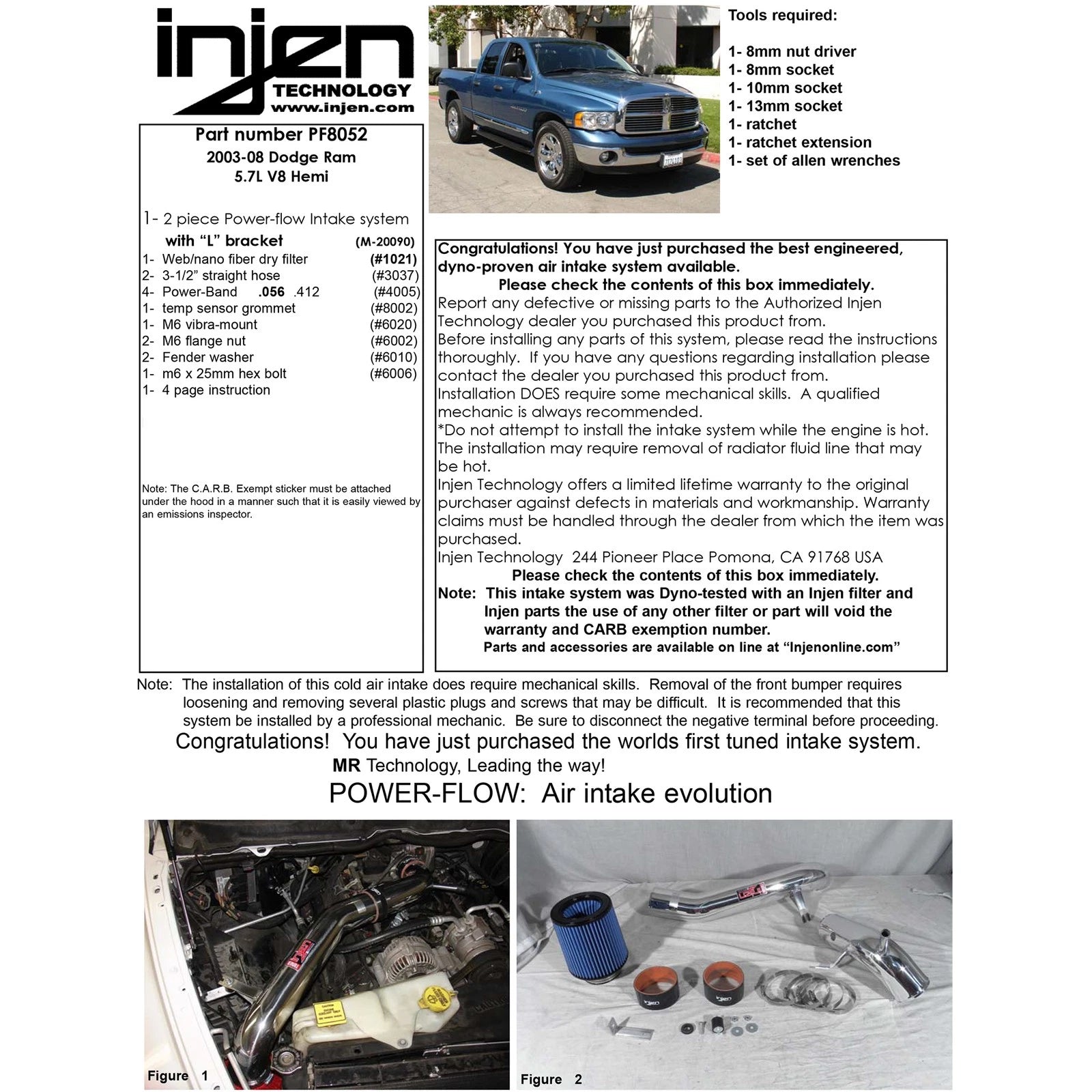 Injen Power-Flow Air Intake System | Dodge Ram 1500/2500/3500 (02-08/03-09) (PF8052P)