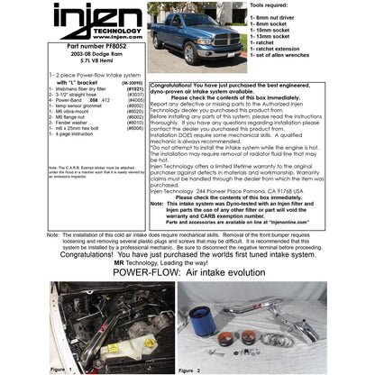 Injen Power-Flow Air Intake System | Dodge Ram 1500/2500/3500 (02-08/03-09) (PF8052P)