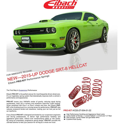 Eibach Pro-Kit Lowering Springs for 2015-2023 Dodge Challenger SRT Hellcat RWD