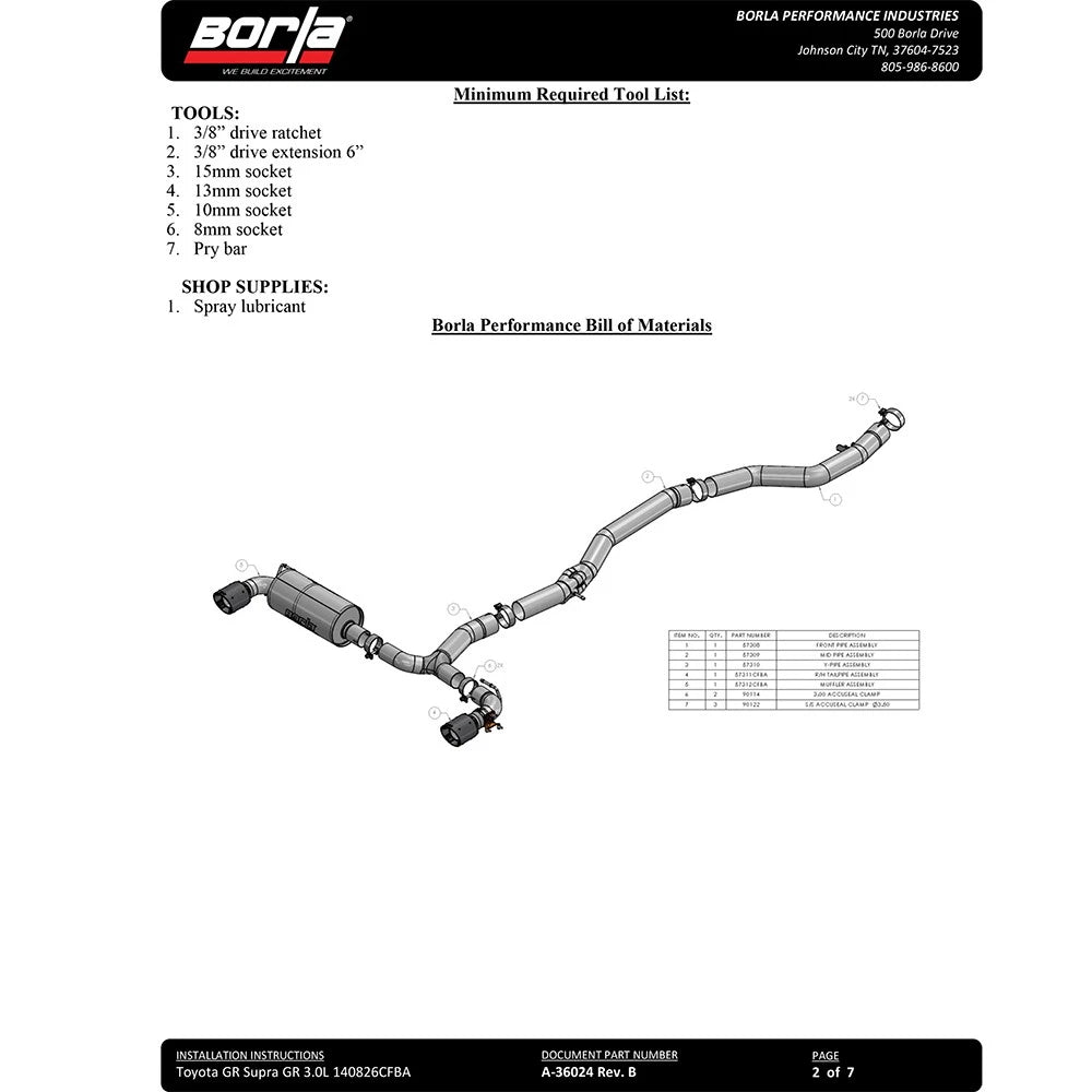 Borla ATAK Cat-Back Exhaust System | 2020 - 2026 Toyota GR Supra 3.0L (140826CFBA)
