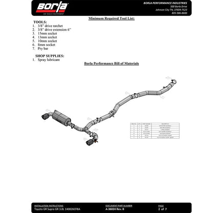 Borla ATAK Cat-Back Exhaust System | 2020 - 2026 Toyota GR Supra 3.0L (140826CFBA)