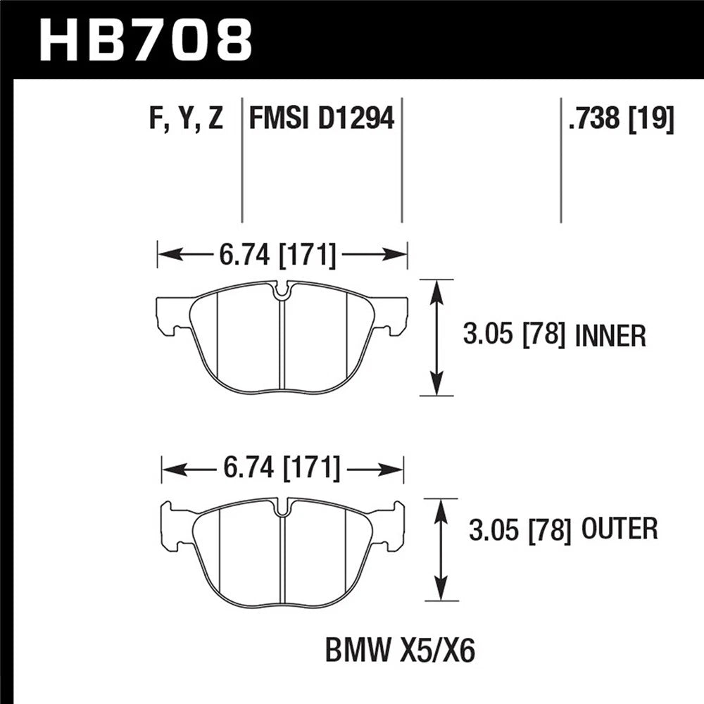 Hawk HB708F.738 Front Brake Pads | BMW X5 X6 (07-13) (HB708F.738)