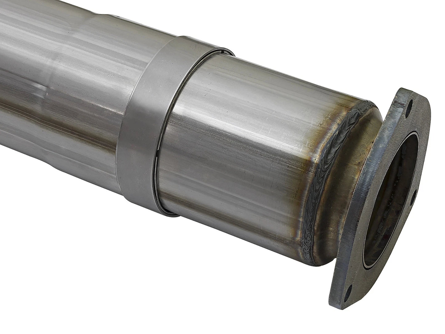 aFe Large Bore HD 5in 409 SS DPF Back Exhaust w/ Black Tip | Ford Diesel Trucks V8 6.7L (49-43090-B)