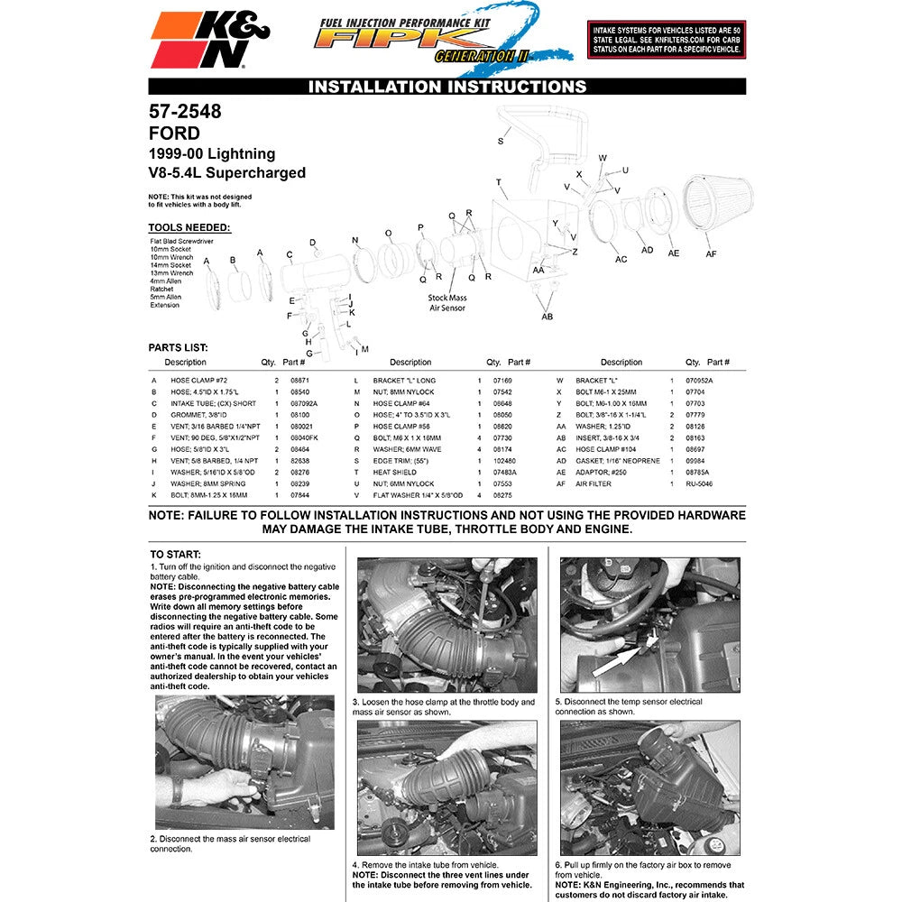 K&N Performance Intake Kit | Ford Lightning (99-00) (57-2548)
