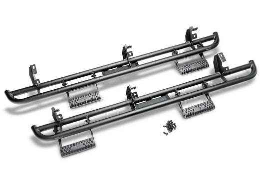 N-Fab RKR Rails 2018 Jeep Wrangler JL 4 Door Dab Length - Gloss Black - 1.75in