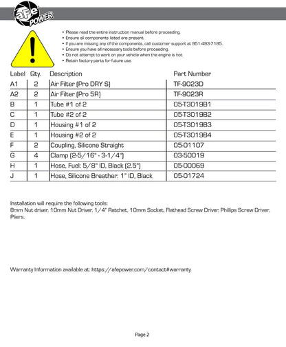 aFe Takeda Stage-2 Pro 5R Cold Air Intake System | Infiniti Q50 (14-15) (TR-3019B-R)