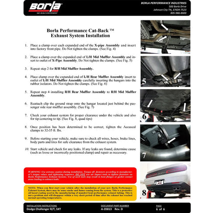 Borla Cat-Back Exhaust System - S-Type | 2015-2020 Dodge Challenger 3.6L (140649)