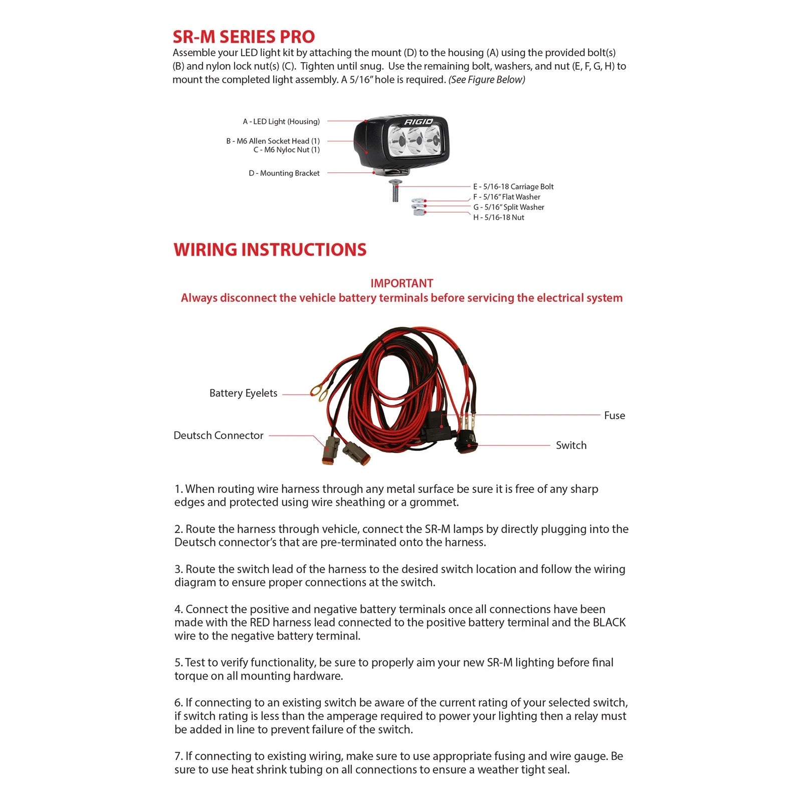 Rigid SR-M Series Pro LED Light | Flood Diffused / Flush / Black Housing (RIG922513)