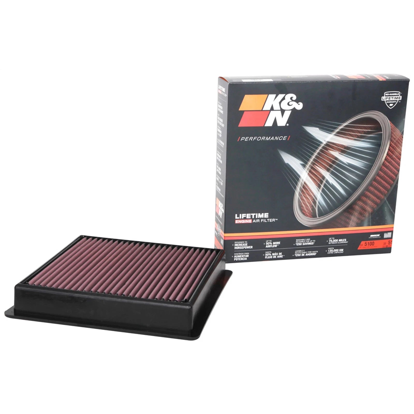 K&N 33-5100 Performance Air Filter for 20-22 F250 F350 Super Duty 6.2L 6.7L 7.3L