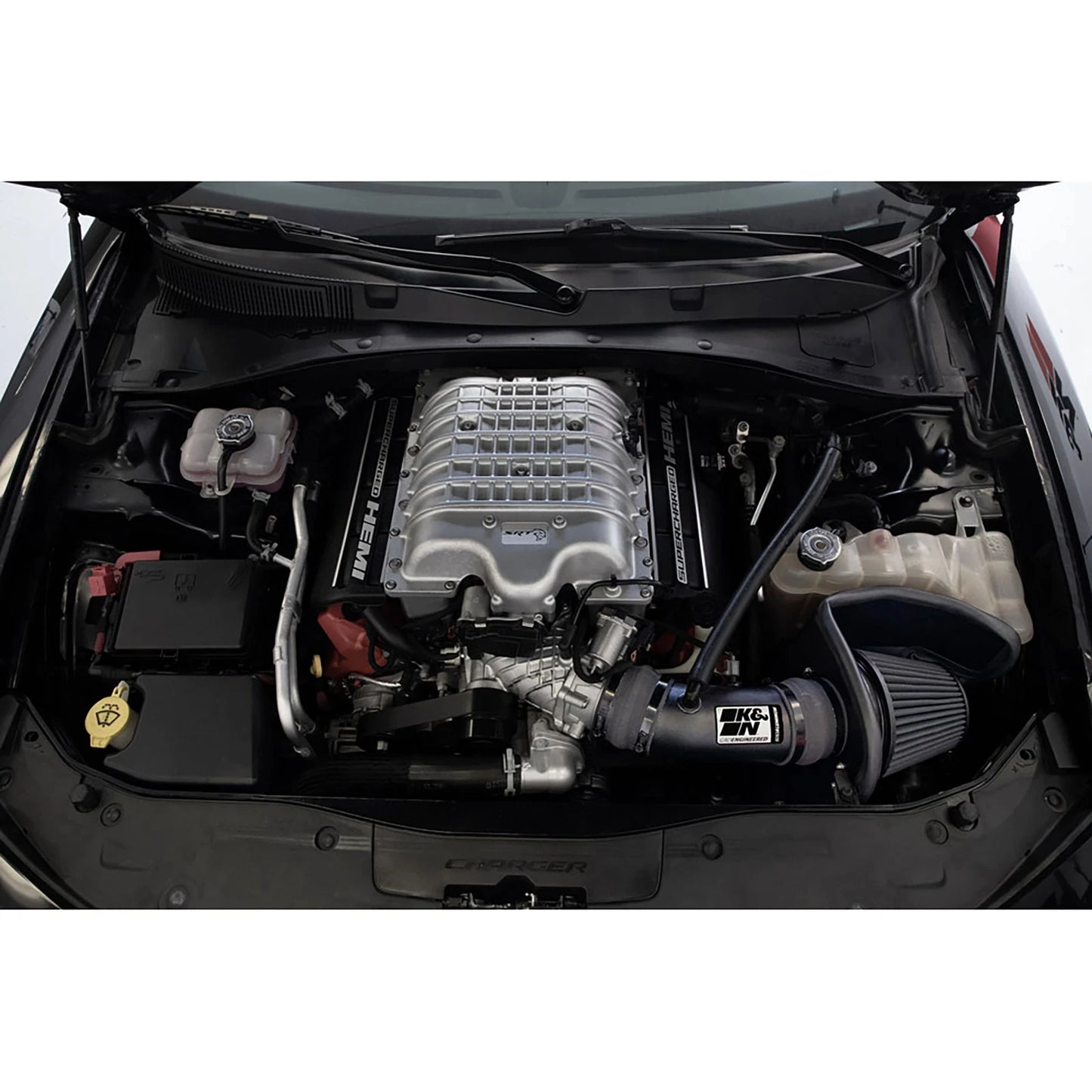 K&N 17-23 Dodge Charger/Challenger Hellcat 6.2L V8 DRYFLOW Performance Air Intake System | Dodge Charger/Challenger (17-23) (30-2553TTK)