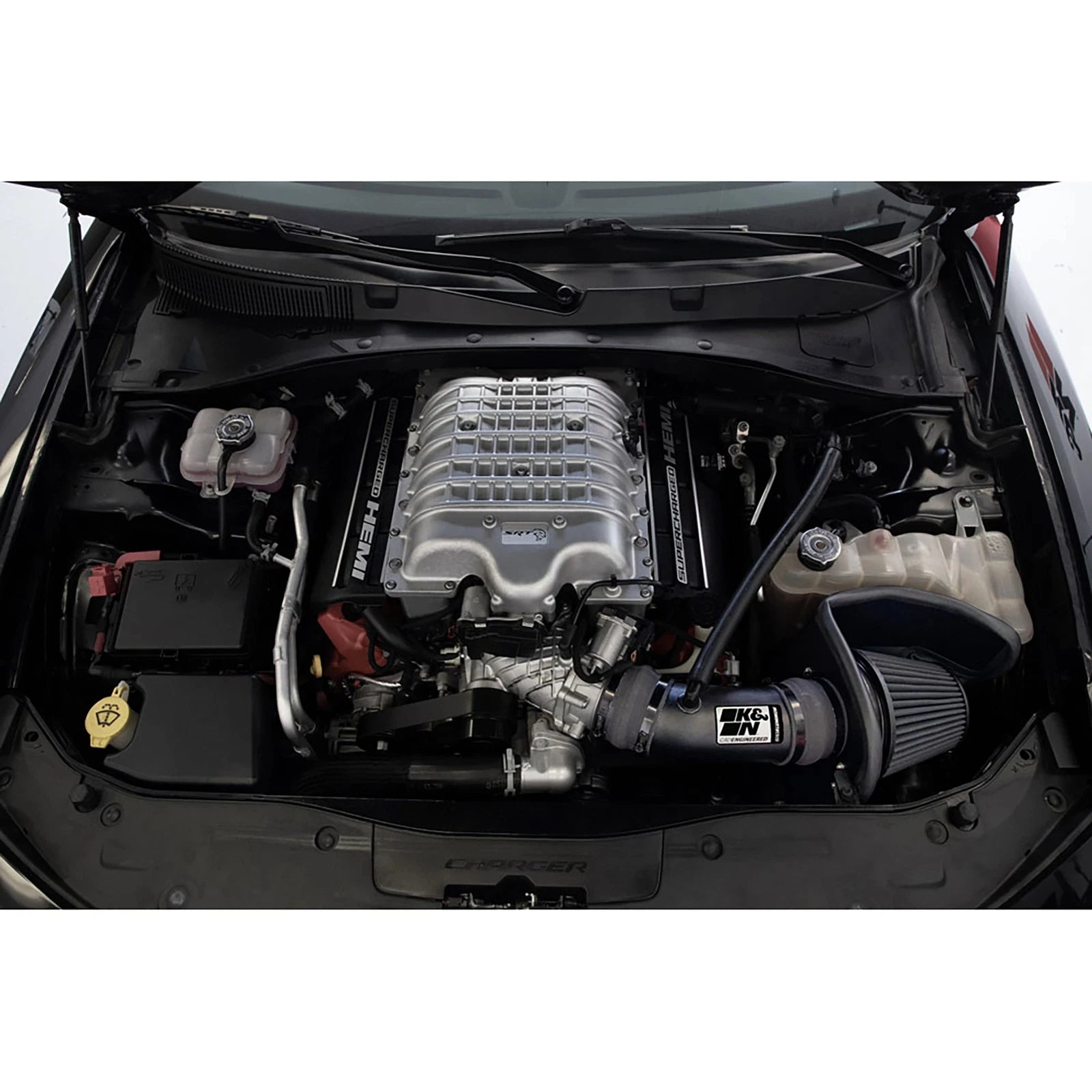 K&N 17-23 Dodge Charger/Challenger Hellcat 6.2L V8 DRYFLOW Performance Air Intake System | Dodge Charger/Challenger (17-23) (30-2553TTK)