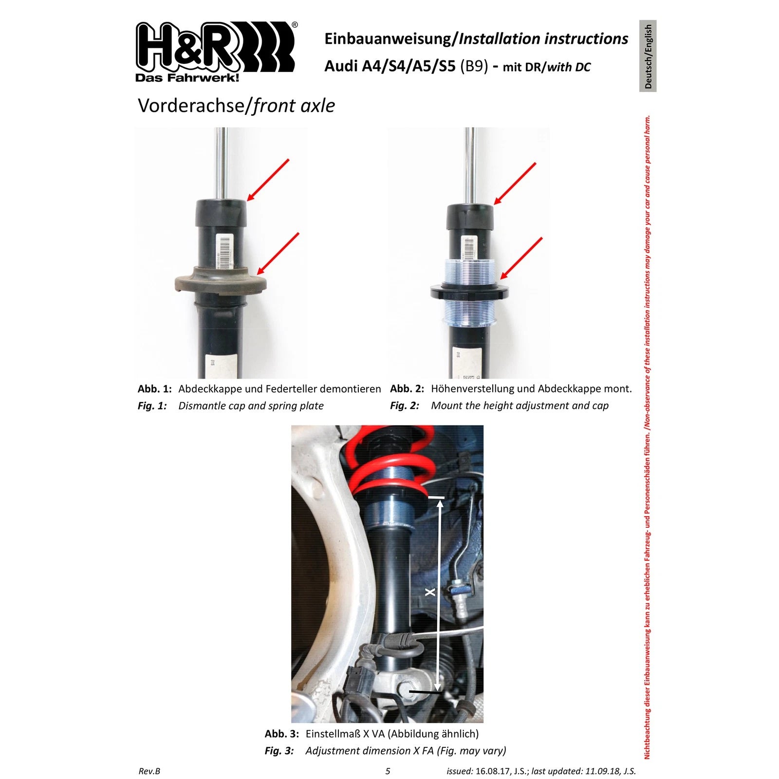 H&R VTF Adj Lowering Springs | Audi A4/A5 (17+) B9 (23007-1)