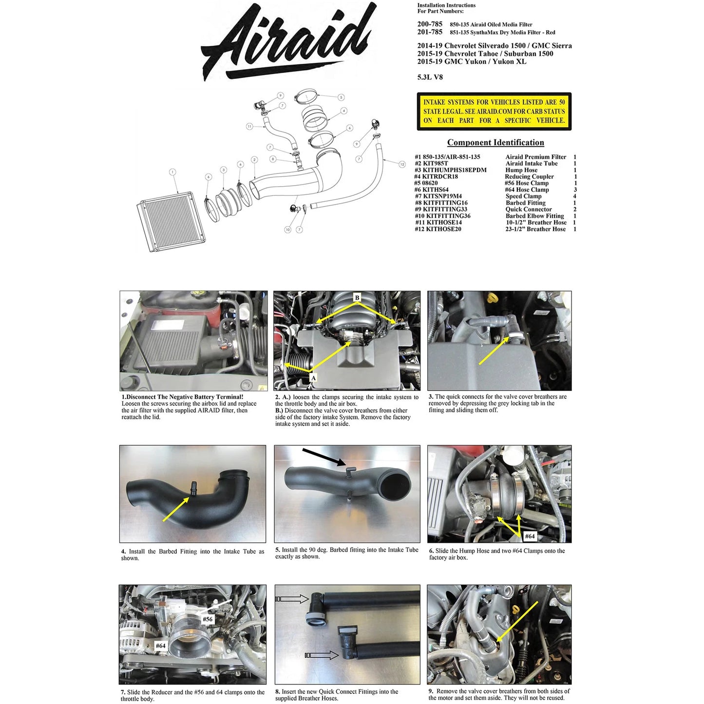 Airaid Jr. Intake Kit | Chevrolet Silverado / GMC Sierra 1500 (14-15) / Chevrolet Suburban (15) 5.3L (200-785)