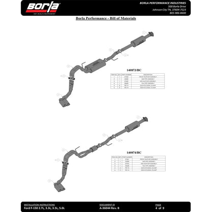 Borla 3/2.25 DSE Cat-Back Touring System | Ford F-150 (21) (140873BC)