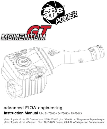 aFe Momentum GT Pro 5R Cold Air Intake w/ Magnuson s/c | Toyota 4Runner V6 4.0L 2010-18 (54-76013)