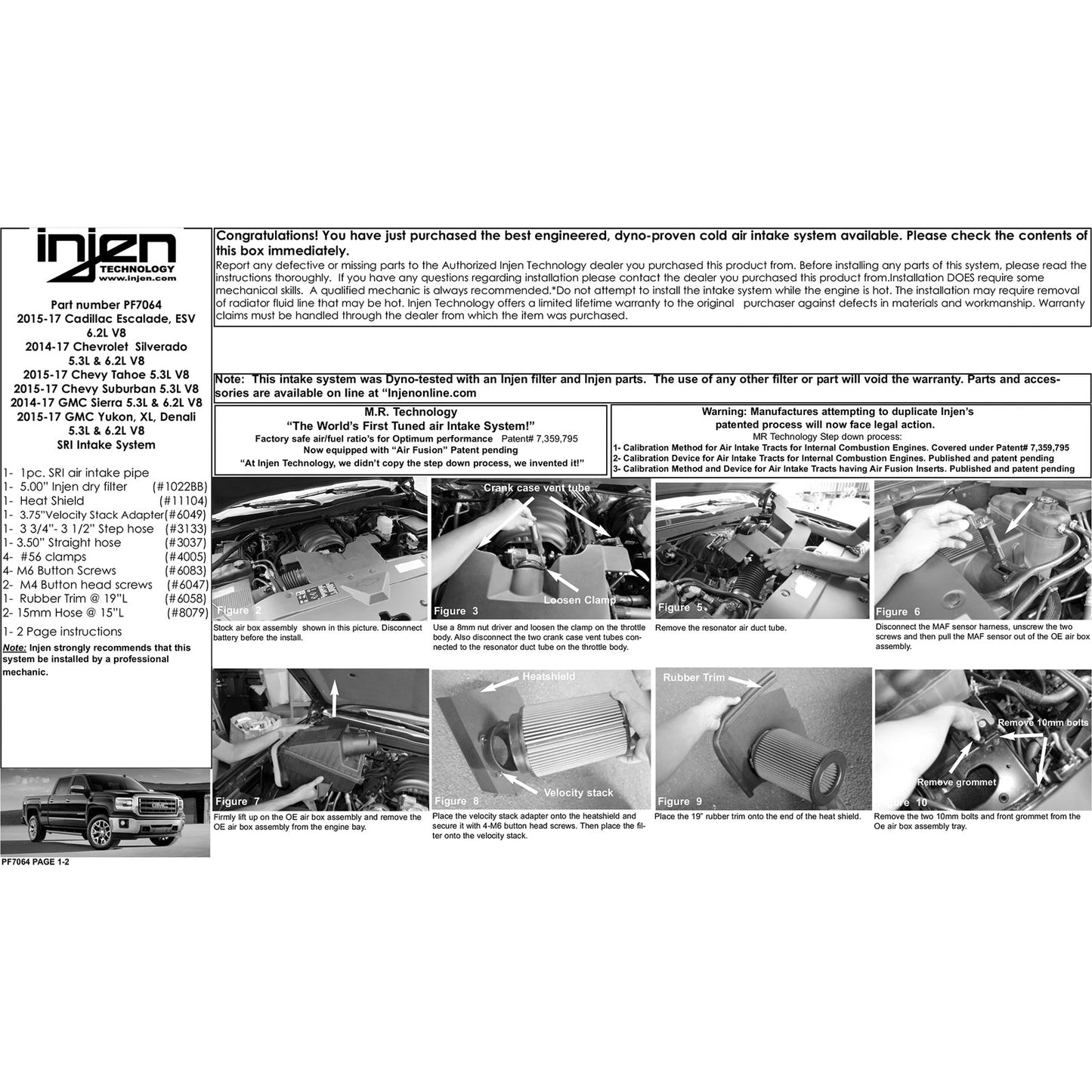 Injen Short Ram Intake w/ MR Tech & Heat Shield | Chevrolet Silverado / GMC Sierra (03-19) (PF7064P)