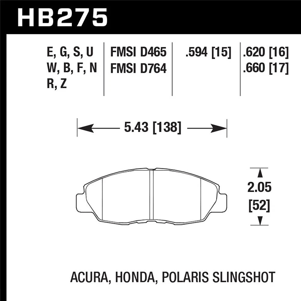 Hawk Performance Front HPS Brake Pads | Multiple Honda/Acura Fitments (HB275F.620)