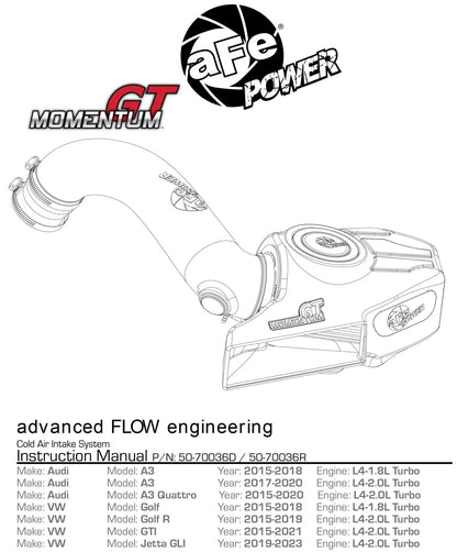aFe Momentum GT Pro 5R Cold Air Intake | VW Golf R I4-2.0L (15-18) (50-70036R)