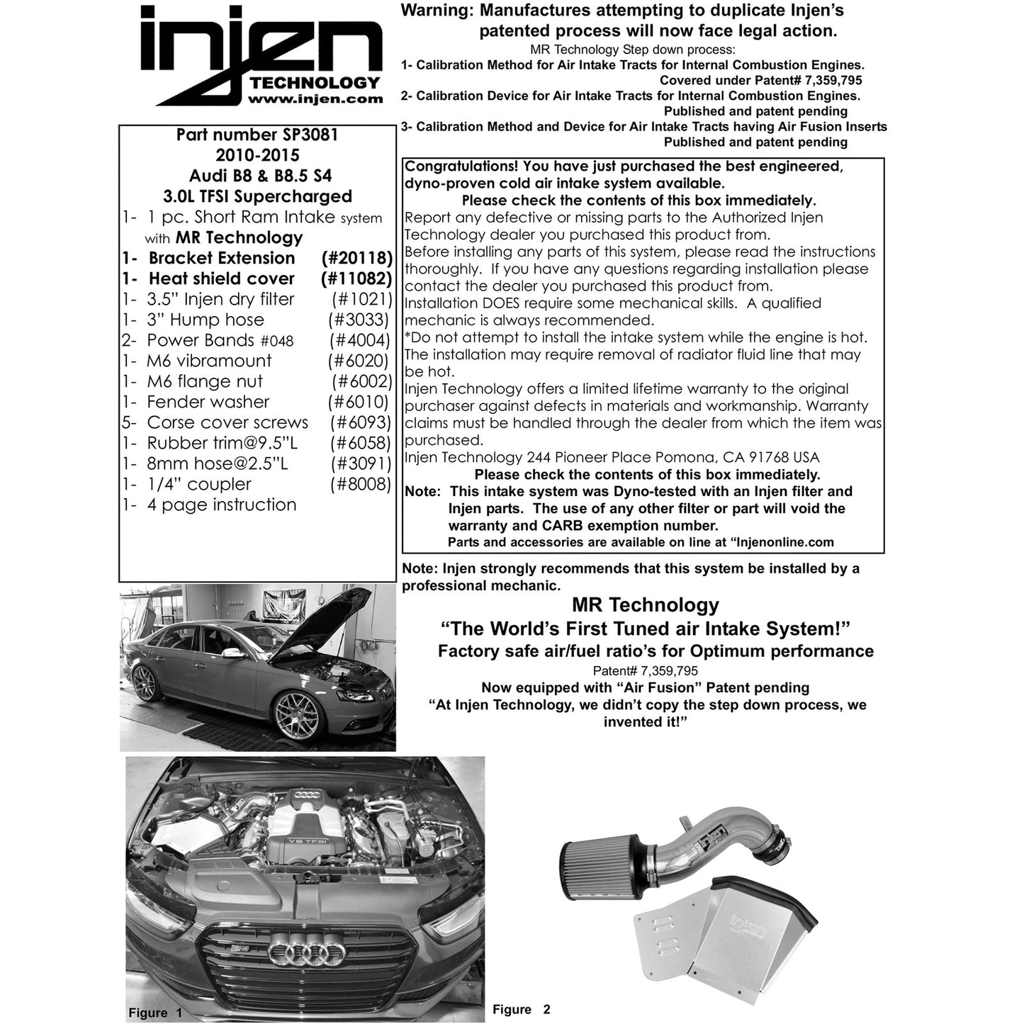 Injen Supercharged Black Short Ram Intake | Audi B8 S4 (15) / A4 Quattro (04-09) / Mercedes-Benz C-Class Br204 (07-15) / Audi A5 Quattro (07-17) / Audi S5 (07-17) / Audi Q5 (08-17) / Audi RS5 (10-16) / Audi A6 C7 (11-18) (SP3081WB)